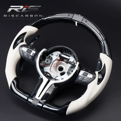Painted White Perforated Leather: Steering wheel
