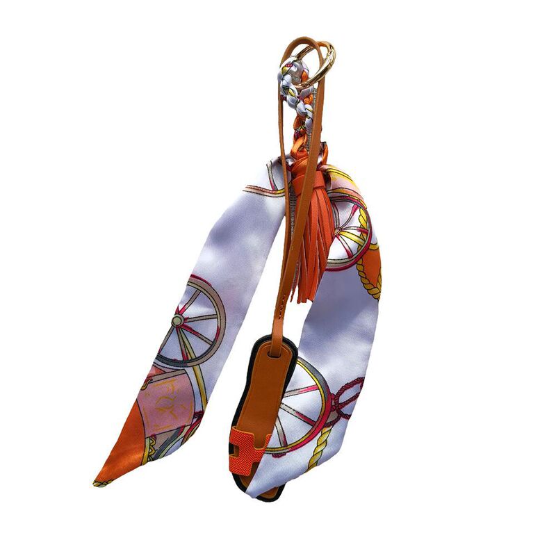 New Car Key Leather Slippers Scarf Tassel Pendant Women's Fashion Bag Accessories Keychain Key Ring