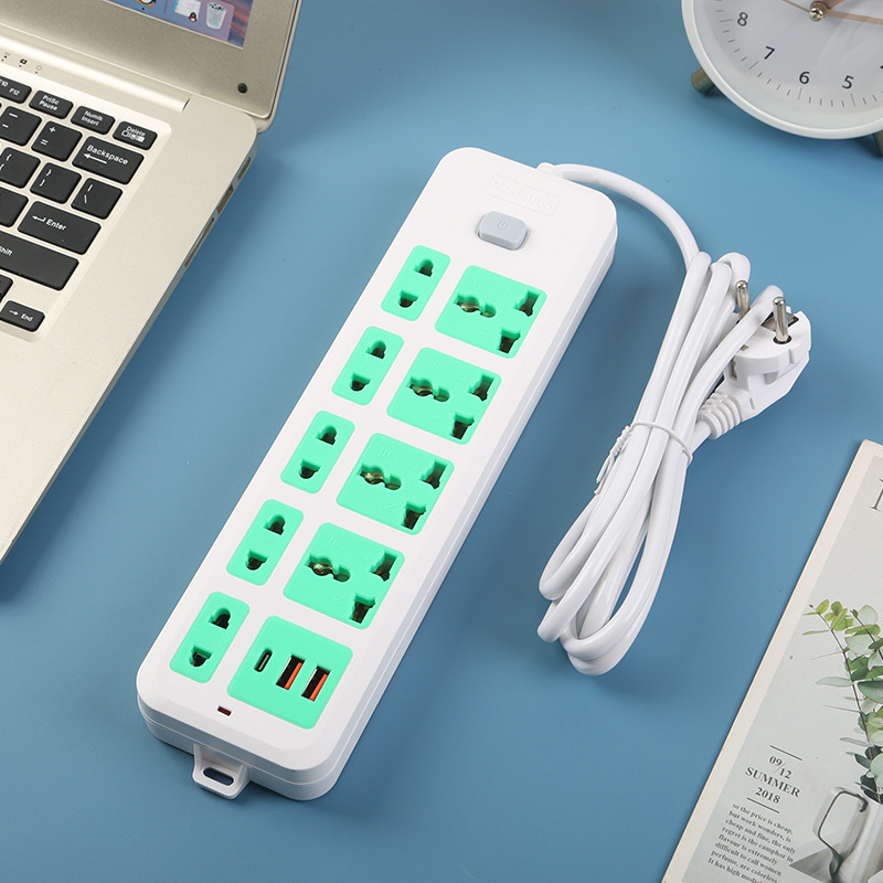 2USB + 1Type-c interfaz de carga de teléfono azul amarillo gris estándar británico estándar europeo estándar americano