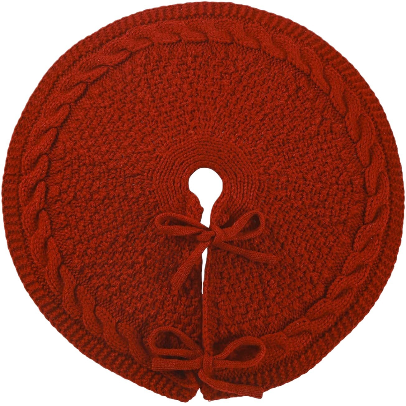 Vestido de árbol de punto de Navidad transfronterizo Delantal de árbol de Navidad rojo de 18 pulgadas Decoraciones navideñas Decoración de ambiente festivo