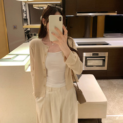小香风圆领长袖开衫外套T恤女春秋季新款短款设计感外搭气质上衣