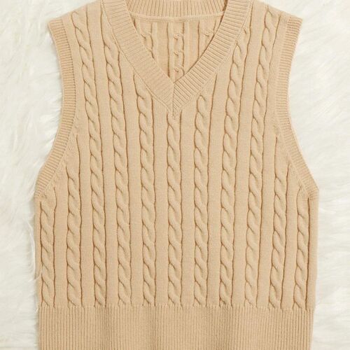 Korean Version Women's Fashion Knit Cardigan Turtleneck V-Neck Backless Sweater Sleeveless Top