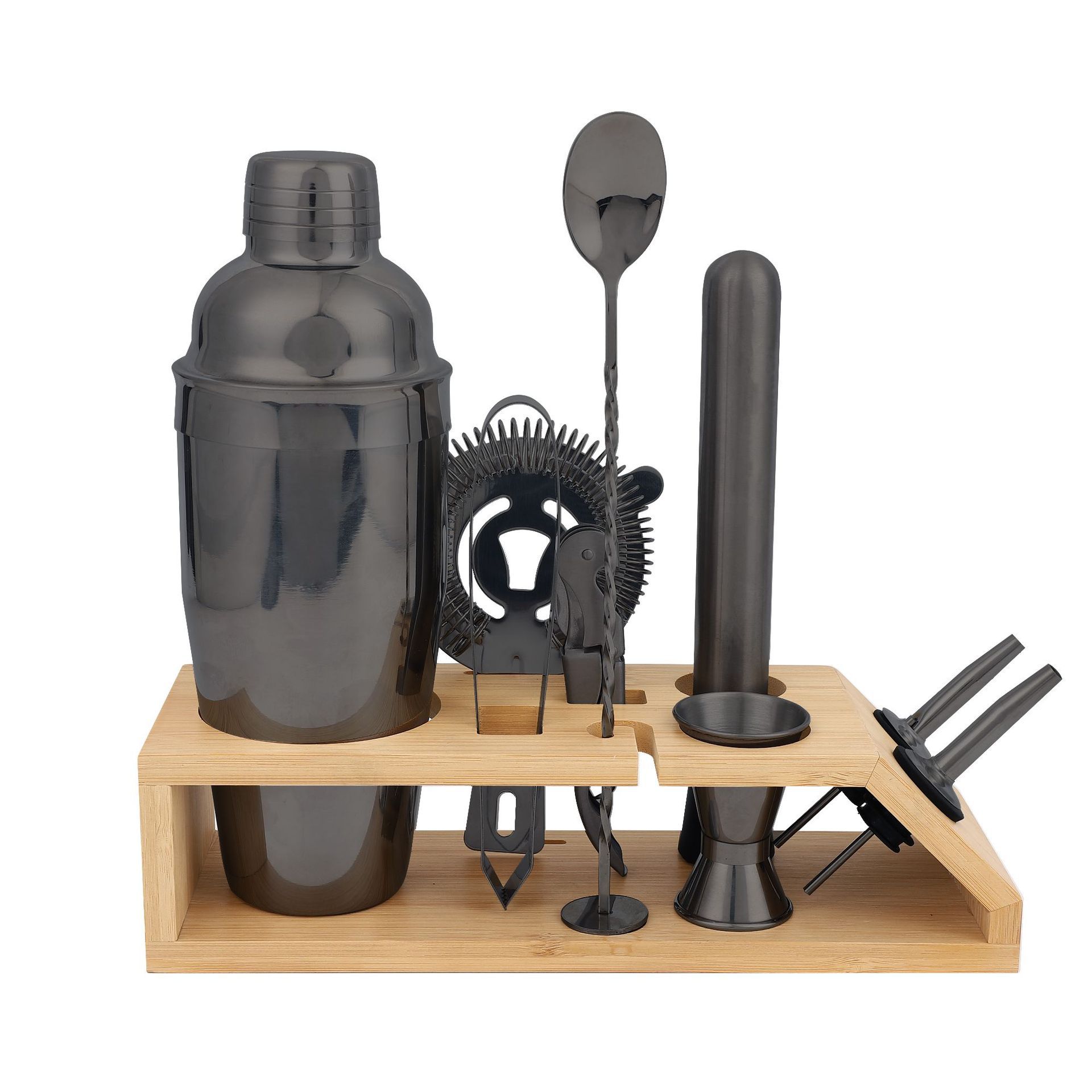 Juego Completo de Cóctel Boston Shaker con Base de Bambú