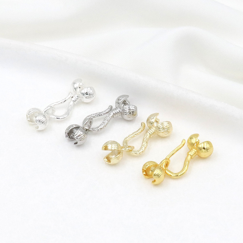 14K bag gold pepper buckle 18K real gold flower bud closing buckle necklace connection bag bead buckle DIY accessories clip B61
