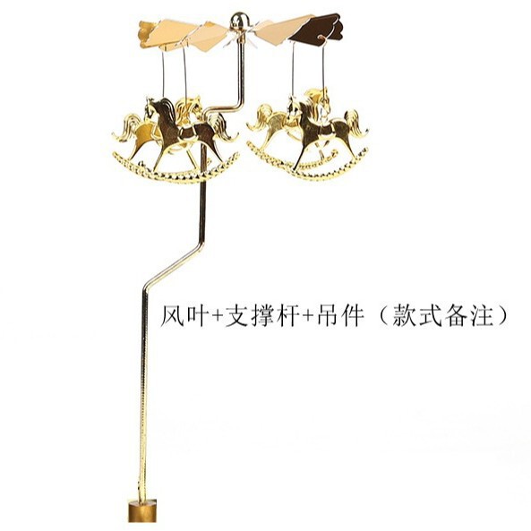 旋转走马灯烛台转运风车 磁铁支撑杆礼品伴手礼 金色香薰蜡烛盘|undefined