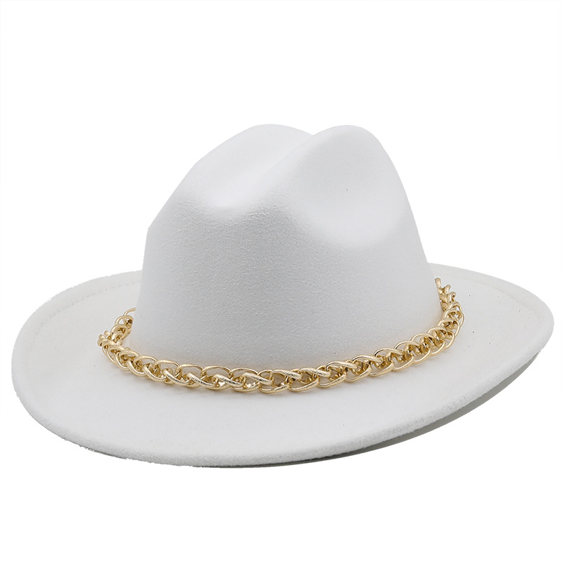 chain accessories cowboy hats fall and winter woolen jazz hats outdoor knight hatspicture5
