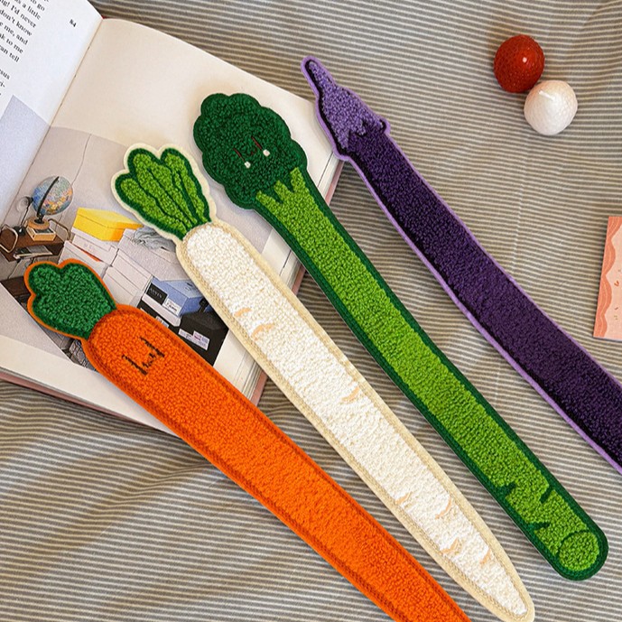 Simulated vegetable-themed hair accessories: cute, cartoon-style, and quirky for girls, featuring seamless adhesive strips for use as face and makeup hair accessories