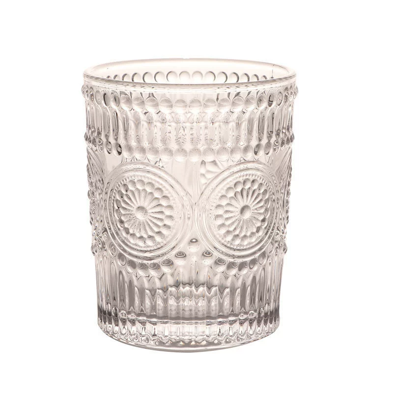 Sunflower retro relief glass home breakfast milk cup coffee cup gold edge fruit juice drink cup