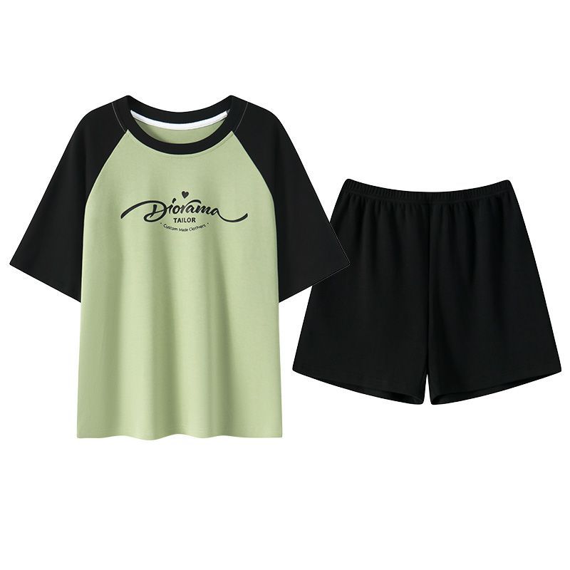 Venta al por mayor transfronteriza verano nuevos pijamas de estilo caliente para mujer, correa de algodón de imitación, almohadilla para el pecho, pantalones cortos de manga corta, traje casual