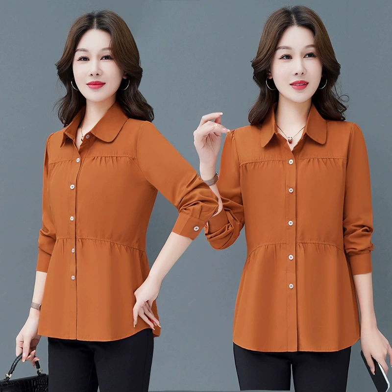 Обработанные на заказ рубашки женские ранние осенние 2024 новые длинные рукава