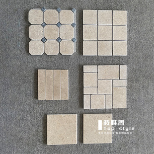 Antique Travertine Mosaic Natural Marble Tv Background Wall Entrance Bathroom Kitchen Retro Floor Tiles