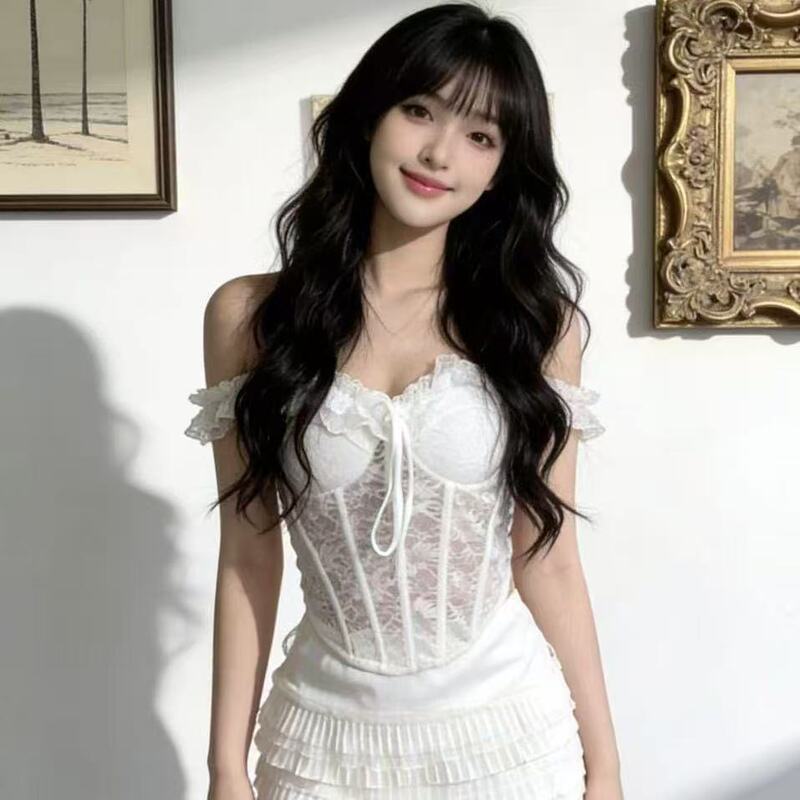 Cross-border foreign trade fishbone lace camisole for women, fishbone bra with chest pads, slim-fit tube top Cross-border foreign trade fishbone lace camisole for women, fishbone bra with chest pads, slim-fit tube top