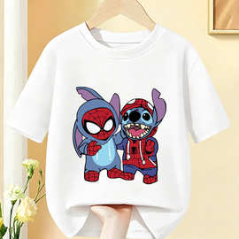 Stitch 蜘蛛侠卡通印花 T 恤 亚马逊热销儿童圆领休闲上衣60509-9