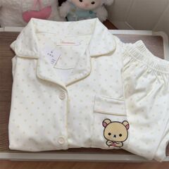 德绒甜美波点轻松熊睡衣女秋冬季加厚保暖长袖长裤套装少女家居服