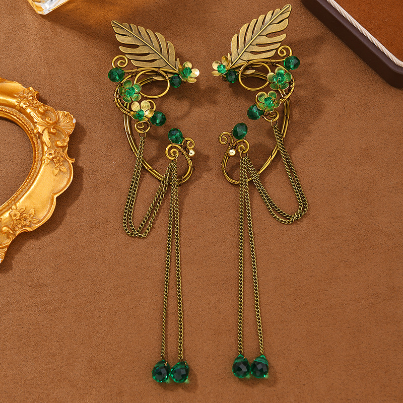 New Trendy Cross-Border European and American Popular Long Tassel Non-Pierced Ear Cuffs and Ear Clips for Foreign Trade