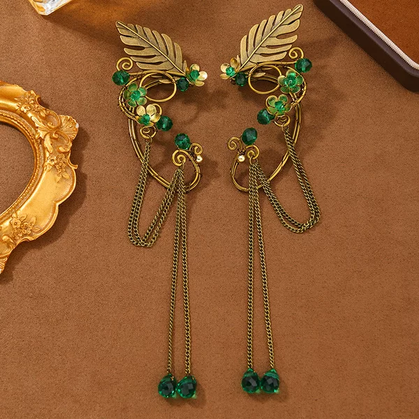 New Trendy Cross-Border European and American Popular Long Tassel Non-Pierced Ear Cuffs and Ear Clips for Foreign Trade