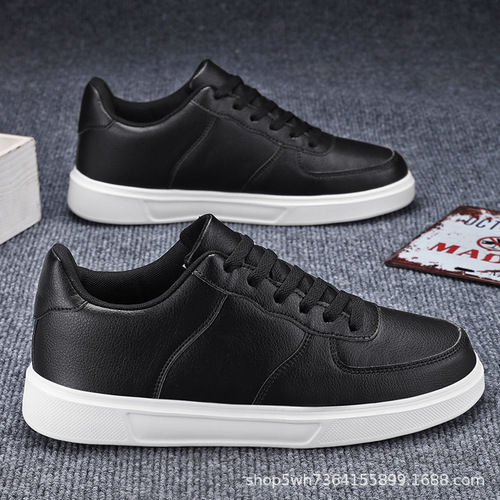 Men's Size 36 Large Comfortable Air Force Style Leather Sneakers with Breathable Surface for Youth and Leisure Trendy and Versatile White Shoes