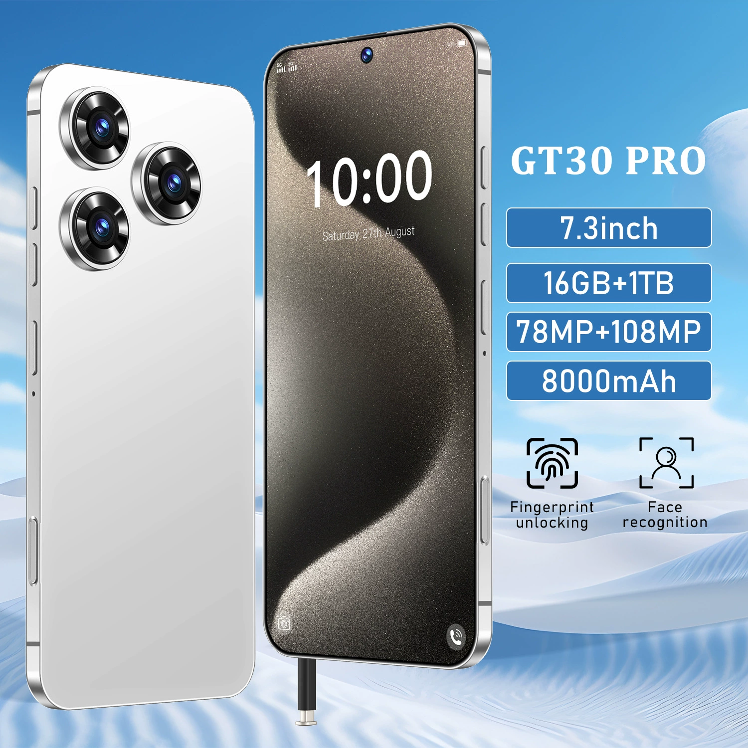 Новый смартфон GT30 Pro, глобальная версия 16+1T, высококлассный 7.3" телефон, эксклюзивно для внешней торговли