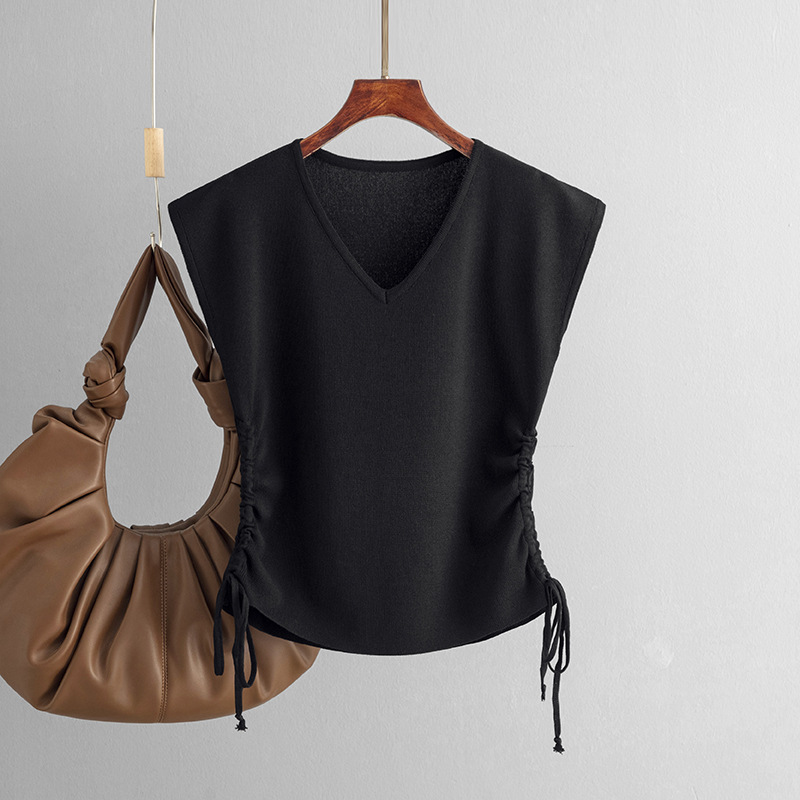 210g Weight Sleeveless Sleeve Length Viscose fiber Fabric Type Regular Top Length T-shirt Tops Type Daily Occasion V Neck Neckline Slim Fit Type Solid Color Pattern Summer Season Women's Gender Simple Style Style Wholesale Women's Simple Style Solid Color Sleeveless T-Shirts 3