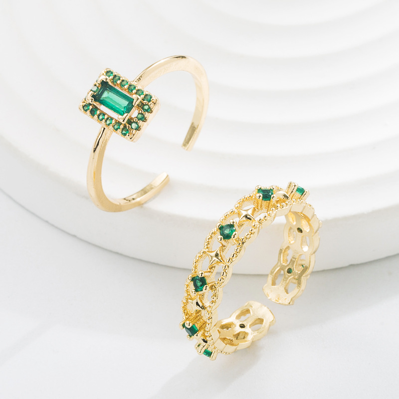 Fashion Geometric Copper Rings Zircon Copper Rings