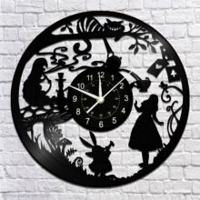 爱丽丝黑胶唱片挂钟，跨境时钟复古静音壁挂式日历原创客厅装饰