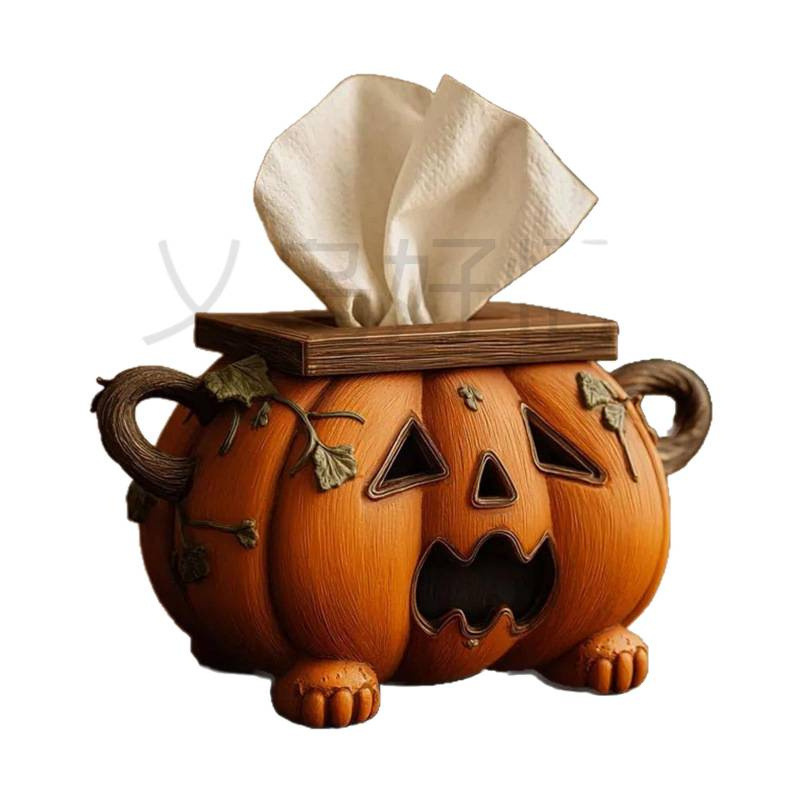 Halloween Pumpkin Tissue Box Holder万圣节南瓜纸巾盒架卫生架|undefined