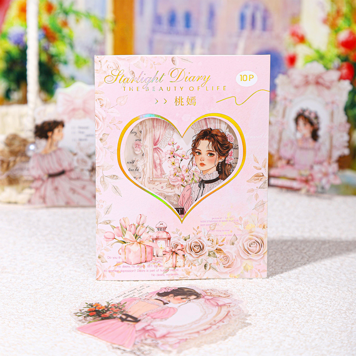 Etiqueta engomada PET del personaje de Ketchup Girl, su serie de diario de estrellas, etiqueta engomada de película de corte decorativa de cuenta vintage