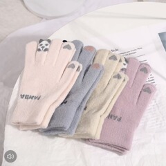手套女士冬季新款可爱加绒加厚骑车保暖防寒学生五指手套批发