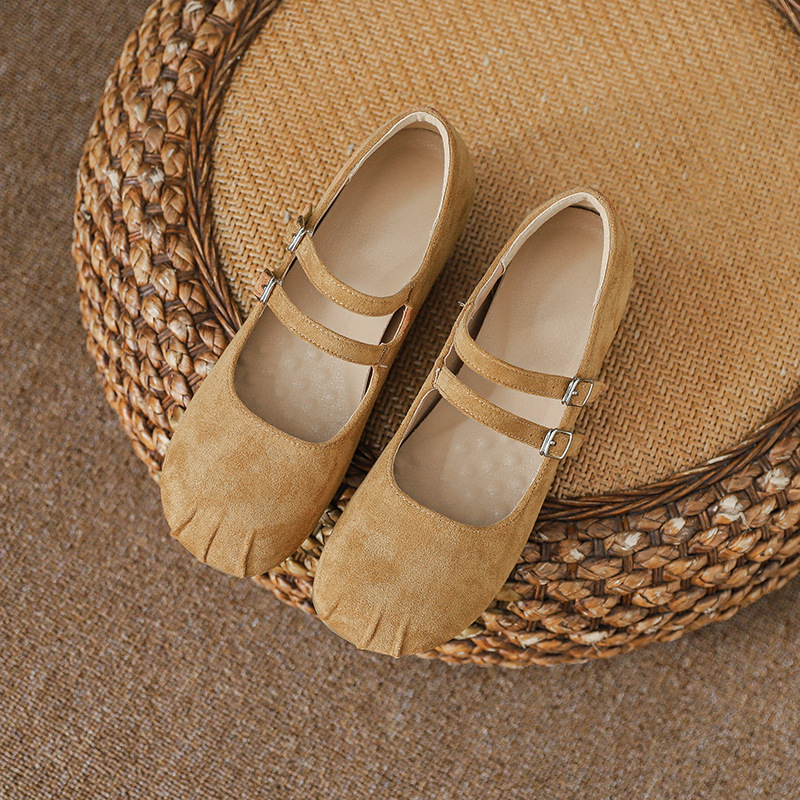 7cm Height-Increasing French Mary Jane Shoes for Petite Women, 2025 Autumn New Square-Toe Shallow Strap Single Shoes