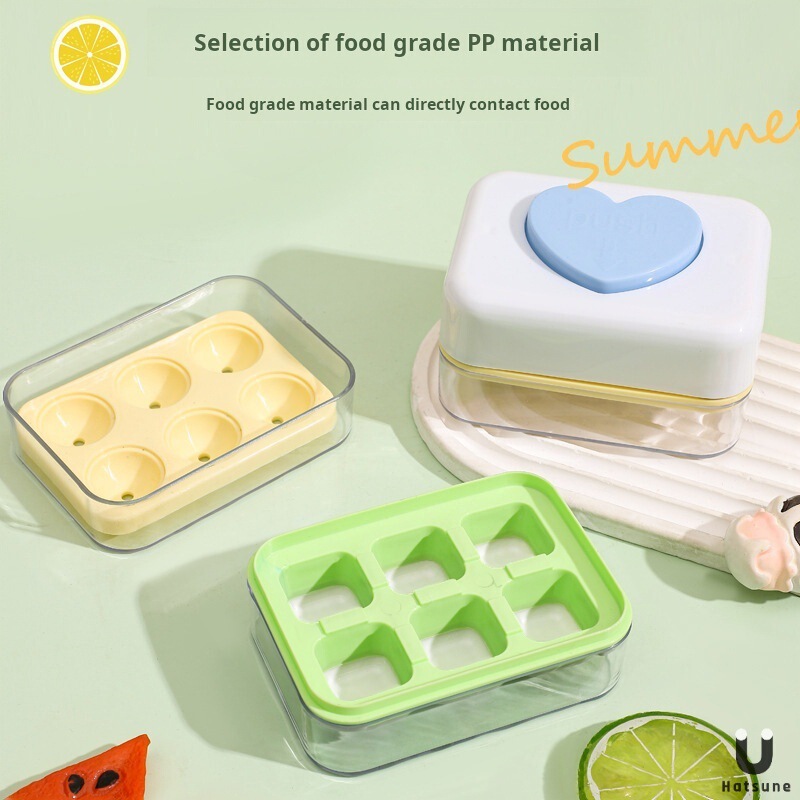 Temu Labelable Ice Cube Mold 6-Grid Mini Press Ice Tray Silicone Ice Box Ice Storage Box with Lid for Quick Freezing