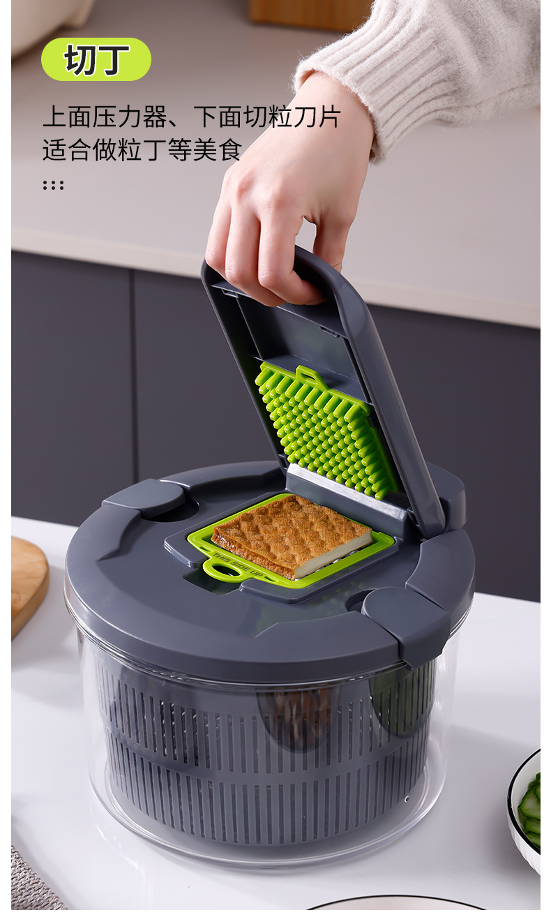 Vegetable Dehydrator and Chopper 2-in-1 Colander Vegetable Cutter Multifunctional Shredder Slicer Manual Vegetable and Fruit Salad Maker for Home Kitchen