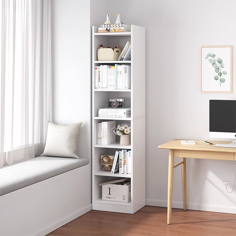 Bookshelf Floor-Standing Simple Household Small Bedroom Living Room Cabinet Narrow Gap Small Bookcase Wall Corner Storage Rack