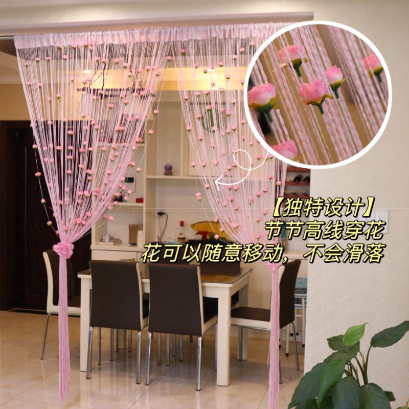 Rose Jewelry Store Decorative Line Curtain Finished Fashion Living Room Entrance Background Bedroom Kitchen Window Tassel Curtain Free Shipping
