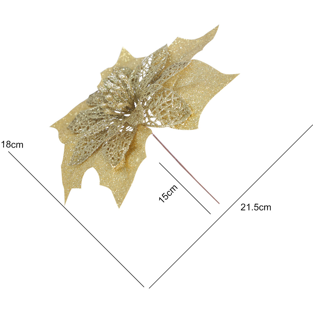 Natale nuovo oro rosa fiore di Natale albero di Natale decorazione accessori Natale festa layout cavo fiore artificiale di Natale_voghion.com