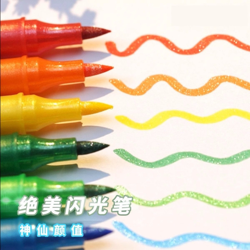 Doble cabeza de doble color marcador de flash nuevo tipo de pinza de gel de flash pintura de acrílico para niños copiar a mano color