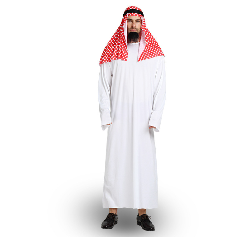 European And American Foreign Trade Party Middle East Dubai Prince Adult Male White Arabian Red Headscarf Performance_ecoleips.com