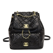 定制小香风通勤背包外贸菱格绣线宽肩带双肩包轻奢磁扣暗扣挎包女