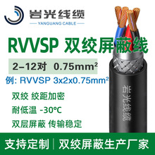 岩光 0.75mm  ZR-RVVSP雙絞屏蔽線RVSP電纜RS485通訊信號線RVVPS