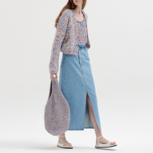 轻奢针织衫彩色v字领立体短款上衣甜美小香风开衫外套ins撞色设计