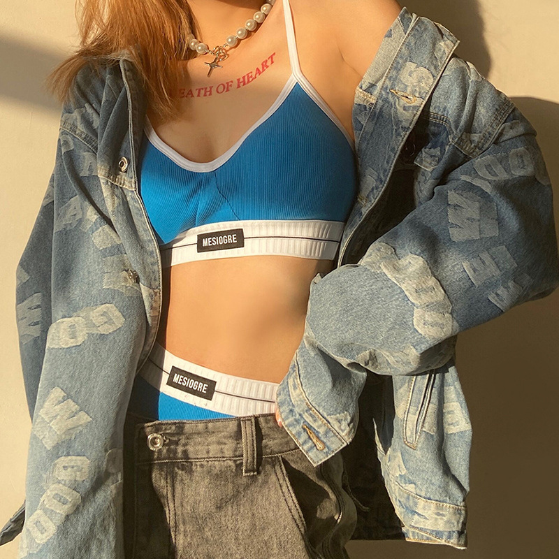 2020 Cross-Border European And American Style Autumn Winter New Women's Clothing Color-Block Crop Top Fashion Camisole_ecoleips.com