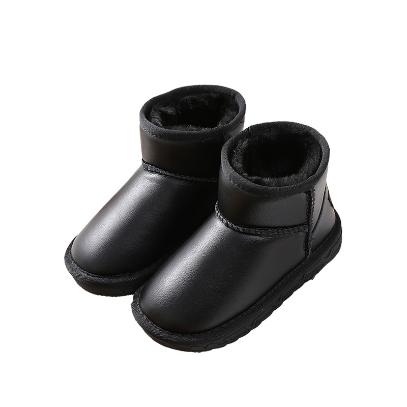 Bottes de neige pour enfants filles chaussures nouvelles bottes d'hiver courtes garçons bébé en cuir véritable chaussures épaisses en coton chaud_voghion.com