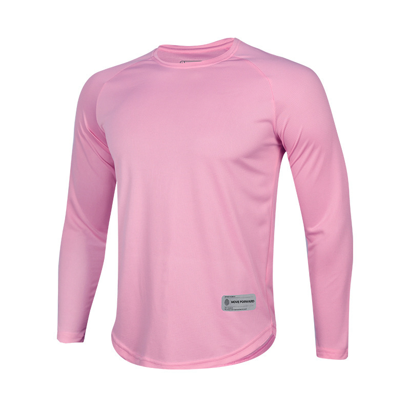 Trajes de gimnasio estadounidenses de manga larga para hombres de otoño y invierno camiseta deportiva al aire libre corredor de cuello redondo de la marea ocio relajado rápido secado