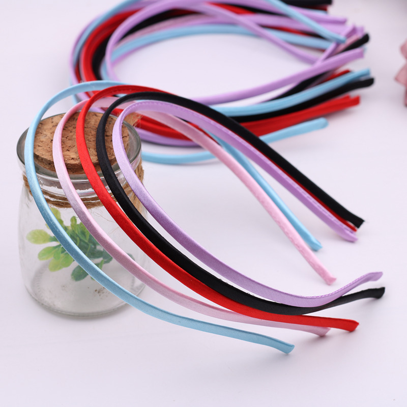 5mm Pure Colorfuled Cloth Headband Metal Glossy Cloth All-Inclusive Thin Headband DIY Hair Accessories Jewelry Accessories Wholesale