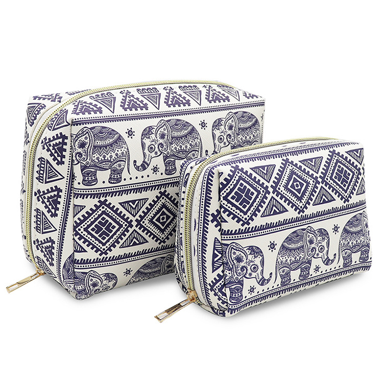 Transfronterizo nuevo elefante impreso bolsa de cosméticos de cuatro piezas de gran capacidad bolsa de almacenamiento de embrague Portátil Bolsa de lavado a prueba de agua