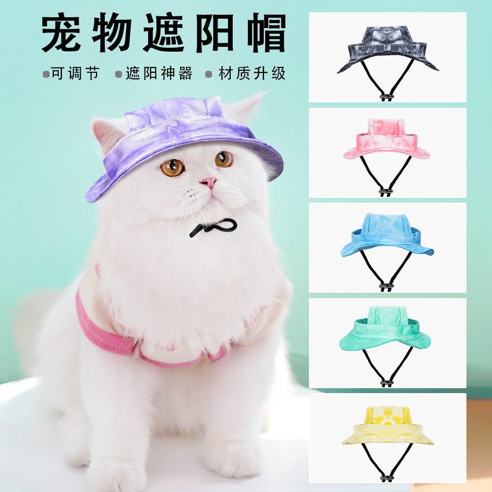 Sombrilla de verano para perros y gatos y protección solar, sombrero para gatos, hebilla de cuerda ajustable anticaída, sombrero de pescador, suministros para perros y mascotas, venta al por mayor