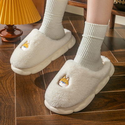 棉拖鞋女士冬季可爱情侣一对家居室内保暖毛绒防滑拖鞋冬款家用男|ru