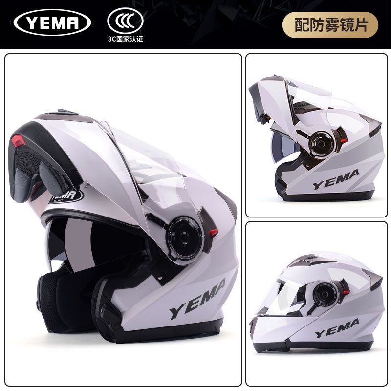 Universal 3C Certified Motorcycle Helmet Men Women Dual Lens (Auto Parts and Accessories) - l-size-matte-black-with-transparent-lens