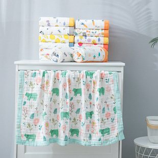 Baby wide-brimmed bath towel cotton bubble gauze baby newborn children bath six-layer blanket coated with a generation of hair
