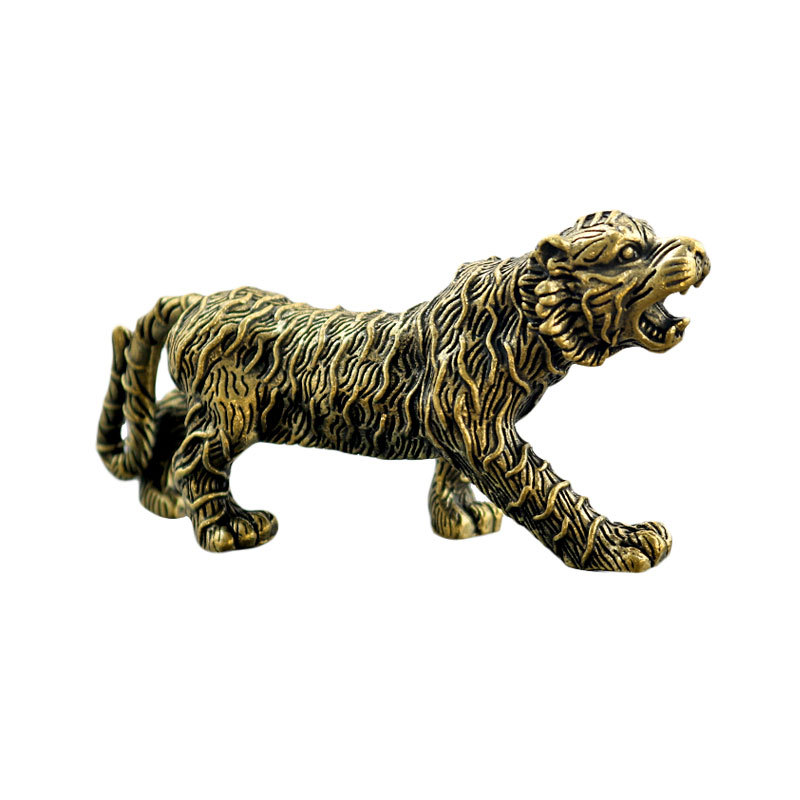 Latón puro leopardo decoración de escritorio Oficina Lucky leopardo Decoración Retro wenwan té mascota pequeña decoración mango