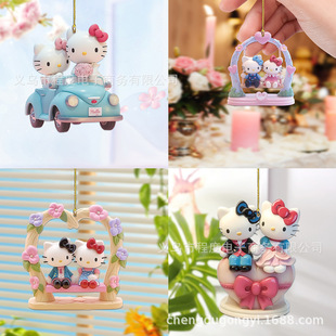 Cross-border Valentine's Day Sanrio Cute Rose Cartoon Anime Cat Keychain Pendant Backpack Flat Acrylic